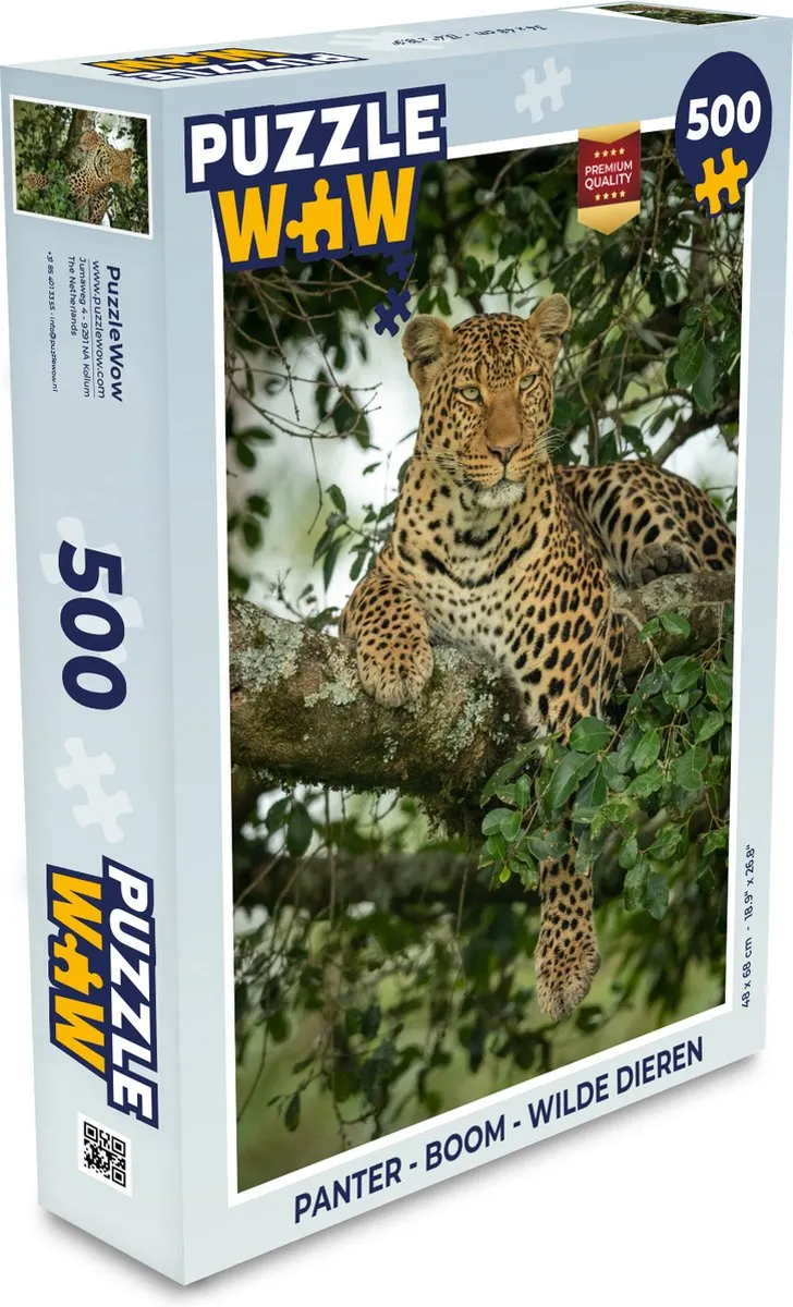 PuzzleWow Panter Boom Wilde Dieren Legpuzzel 500 Stuks - Multicolor