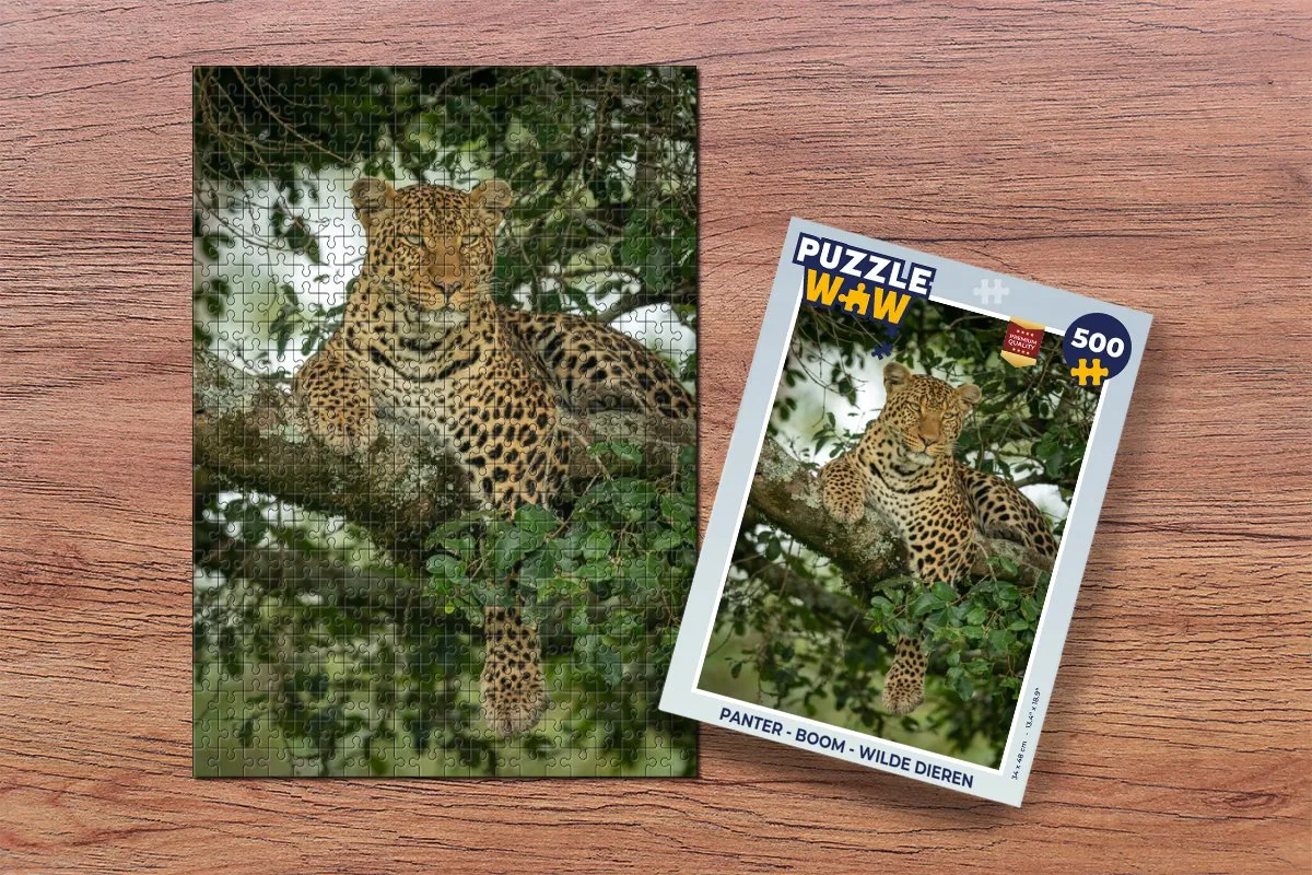 PuzzleWow Panter Boom Wilde Dieren Legpuzzel 500 Stuks - Multicolor