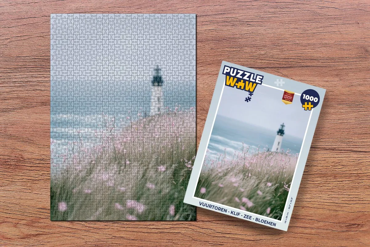 PuzzleWow Vuurtoren Puzzel 1000 Stuks - Bloemen & Zee