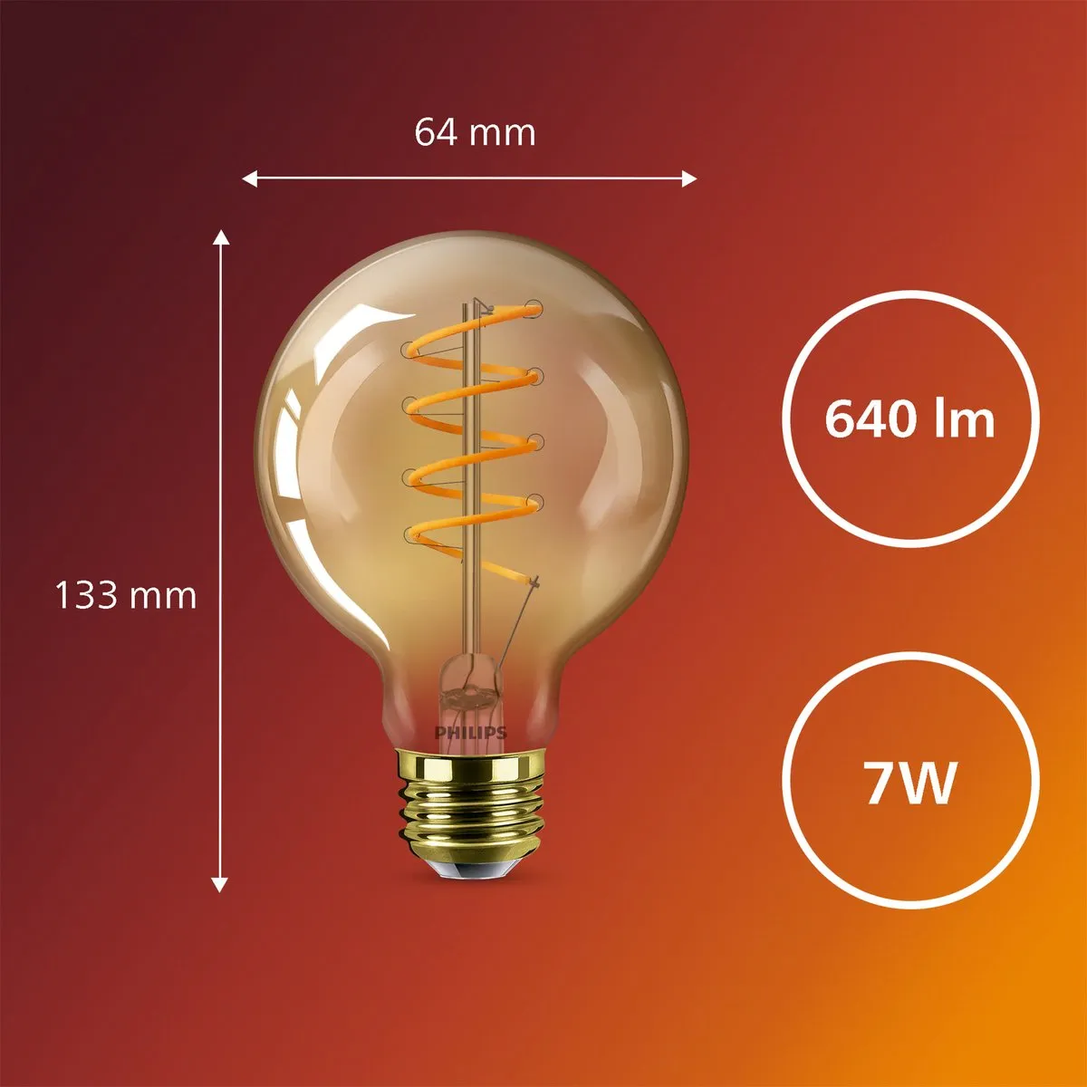 Philips Deco LED WarmGlow E27 G95 - 7W - Amber