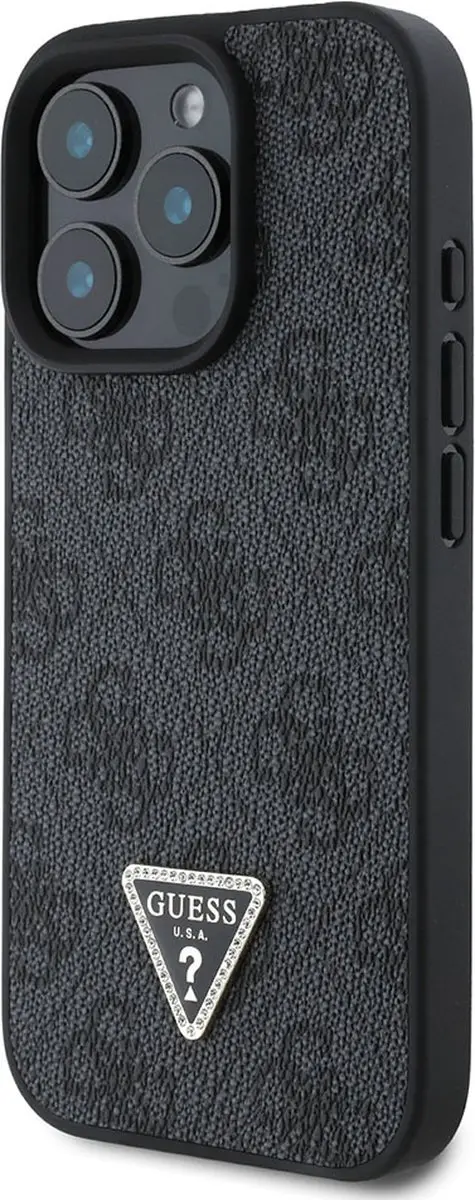 Guess GUHCP16LP4TDPK Hoesje iPhone 16 Pro - Strass Triangle Zwart - afbeelding 5 van 6