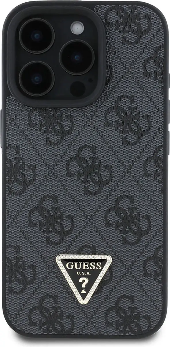 Guess GUHCP16LP4TDPK Hoesje iPhone 16 Pro - Strass Triangle Zwart - afbeelding 2 van 6