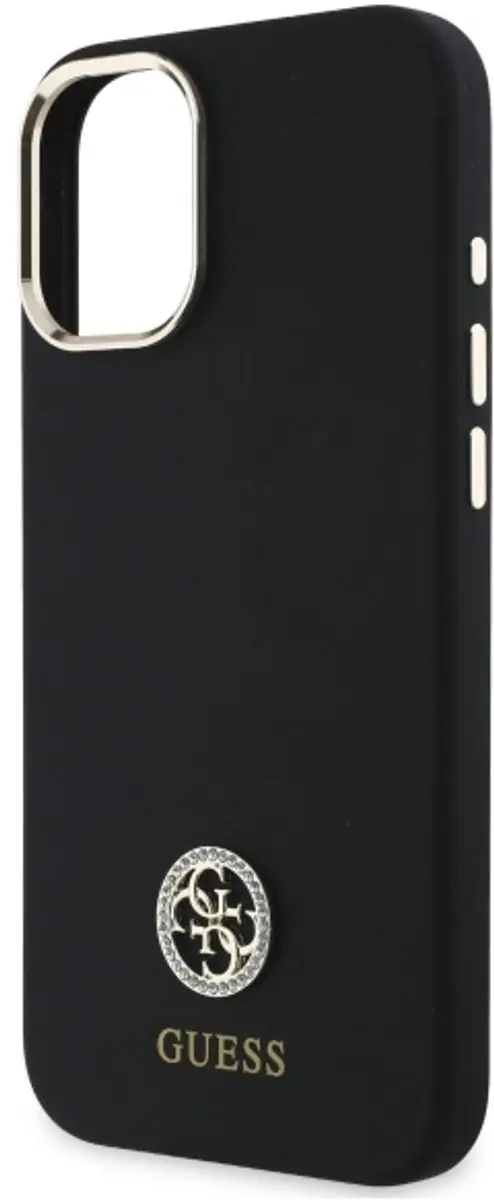 Guess Logo Strass Hoesje iPhone 16 - Zwart - afbeelding 5 van 6