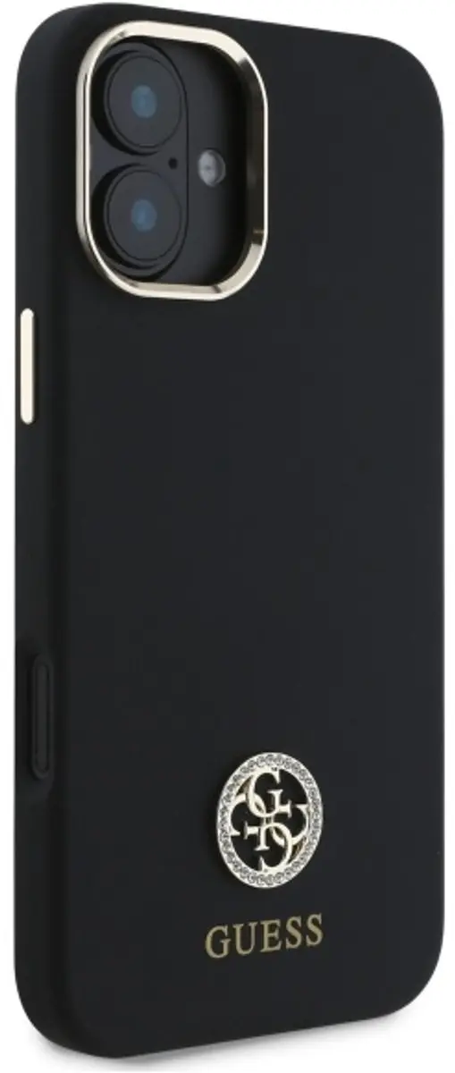 Guess Logo Strass Hoesje iPhone 16 - Zwart - afbeelding 2 van 6