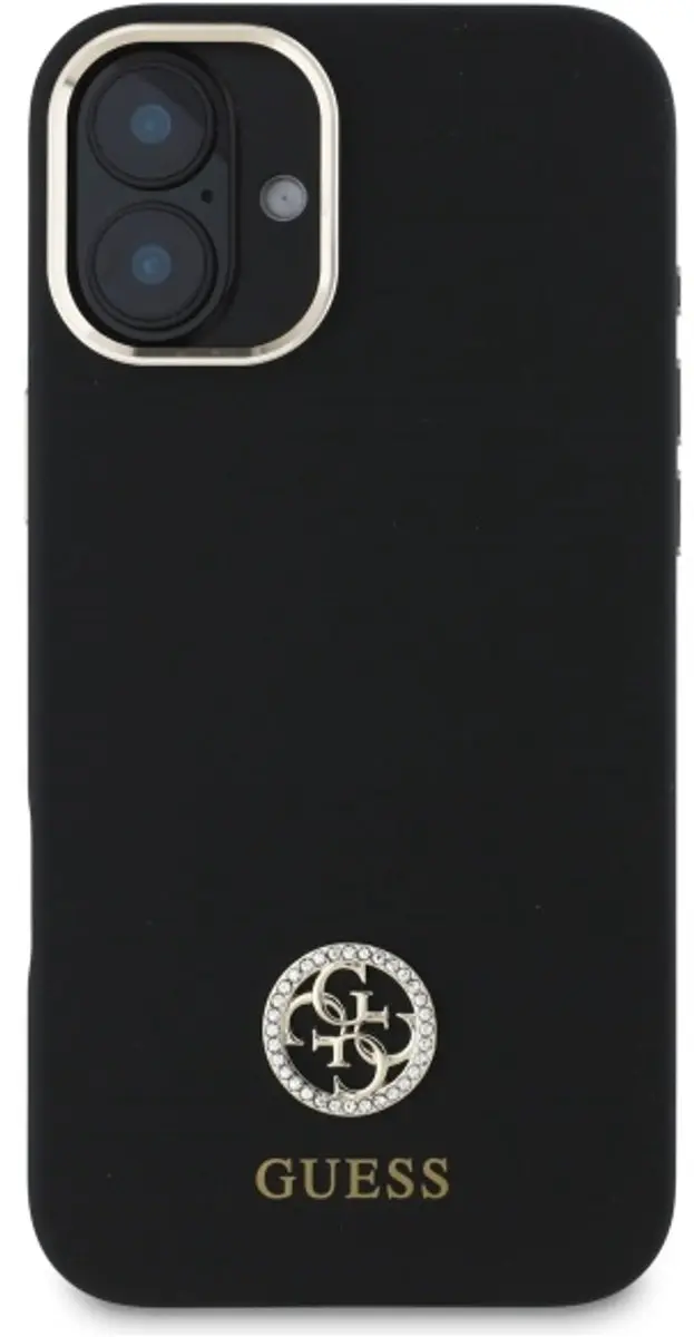 Guess Logo Strass Hoesje iPhone 16 - Zwart - afbeelding 3 van 6