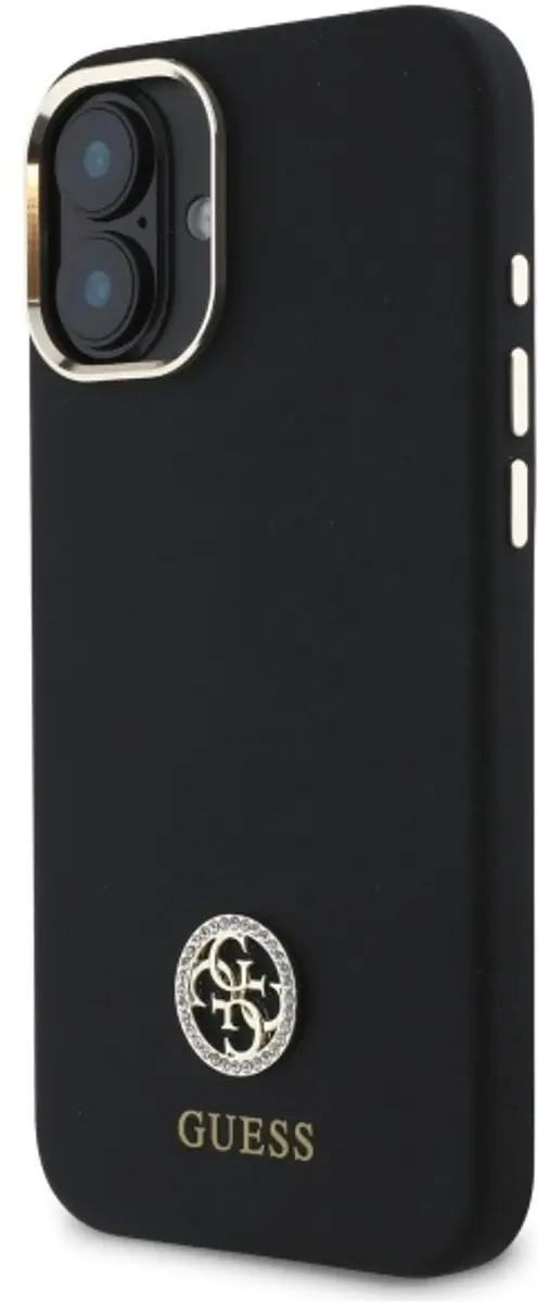 Guess Logo Strass Hoesje iPhone 16 - Zwart - afbeelding 6 van 6