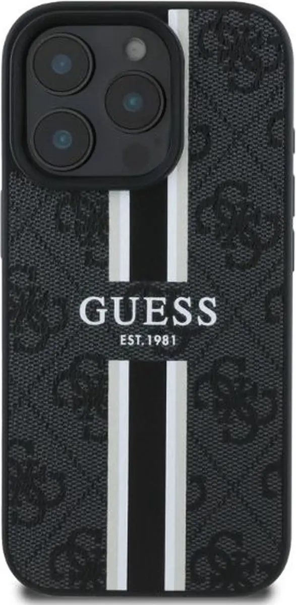Guess 4G Printed Stripes MagSafe Hoesje - iPhone 16 Pro Max Zwart - afbeelding 5 van 6