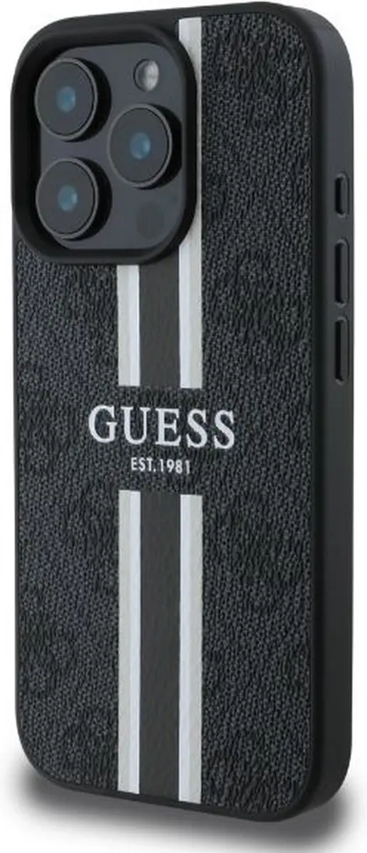 Guess 4G Printed Stripes MagSafe Hoesje - iPhone 16 Pro Max Zwart - afbeelding 2 van 6