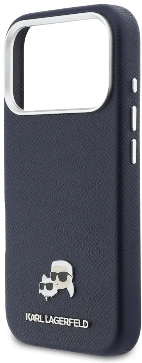 Karl Lagerfeld Saffiano Karl & Choupette Pins MagSafe Hoes - Blauw - afbeelding 3 van 6