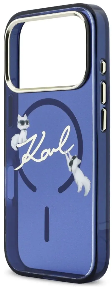 Karl Lagerfeld iPhone 17 Pro Hoesje Karl Script Logo - Blauw - afbeelding 4 van 6