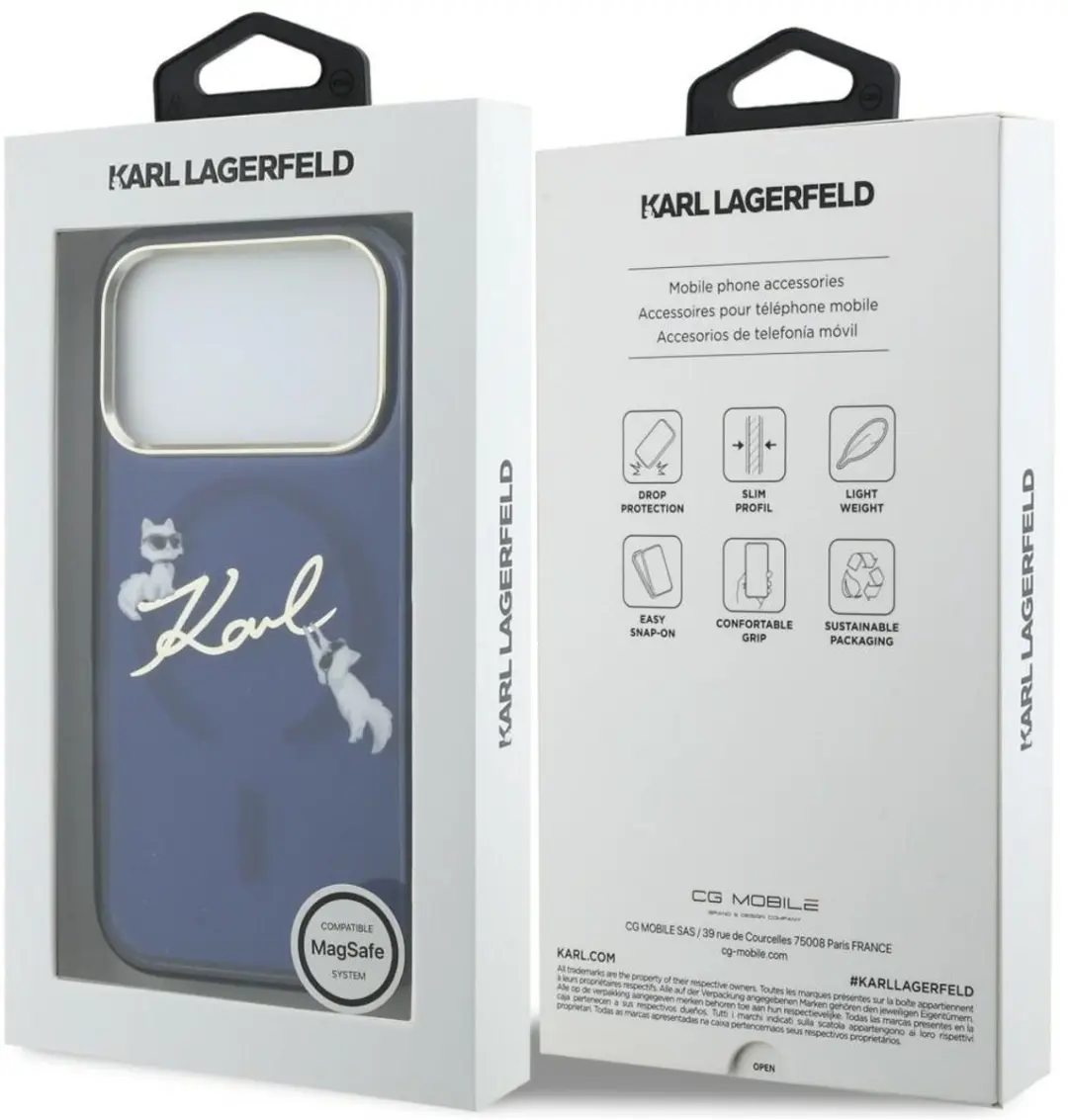 Karl Lagerfeld iPhone 17 Pro Hoesje Karl Script Logo - Blauw - afbeelding 6 van 6
