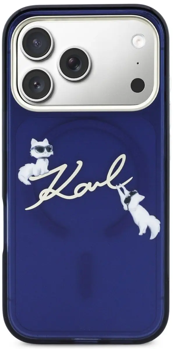 Karl Lagerfeld IML Choupettes Karl Script Logo Hoesje iPhone 17 Pro Max - Blauw - afbeelding 3 van 6