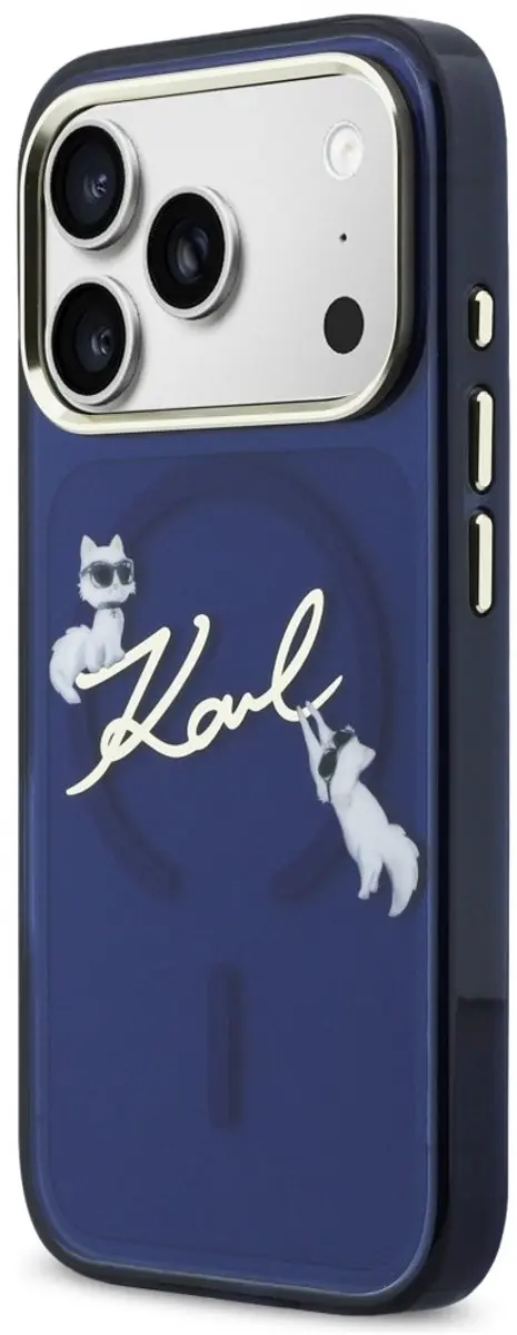 Karl Lagerfeld IML Choupettes Karl Script Logo Hoesje iPhone 17 Pro Max - Blauw - afbeelding 6 van 6