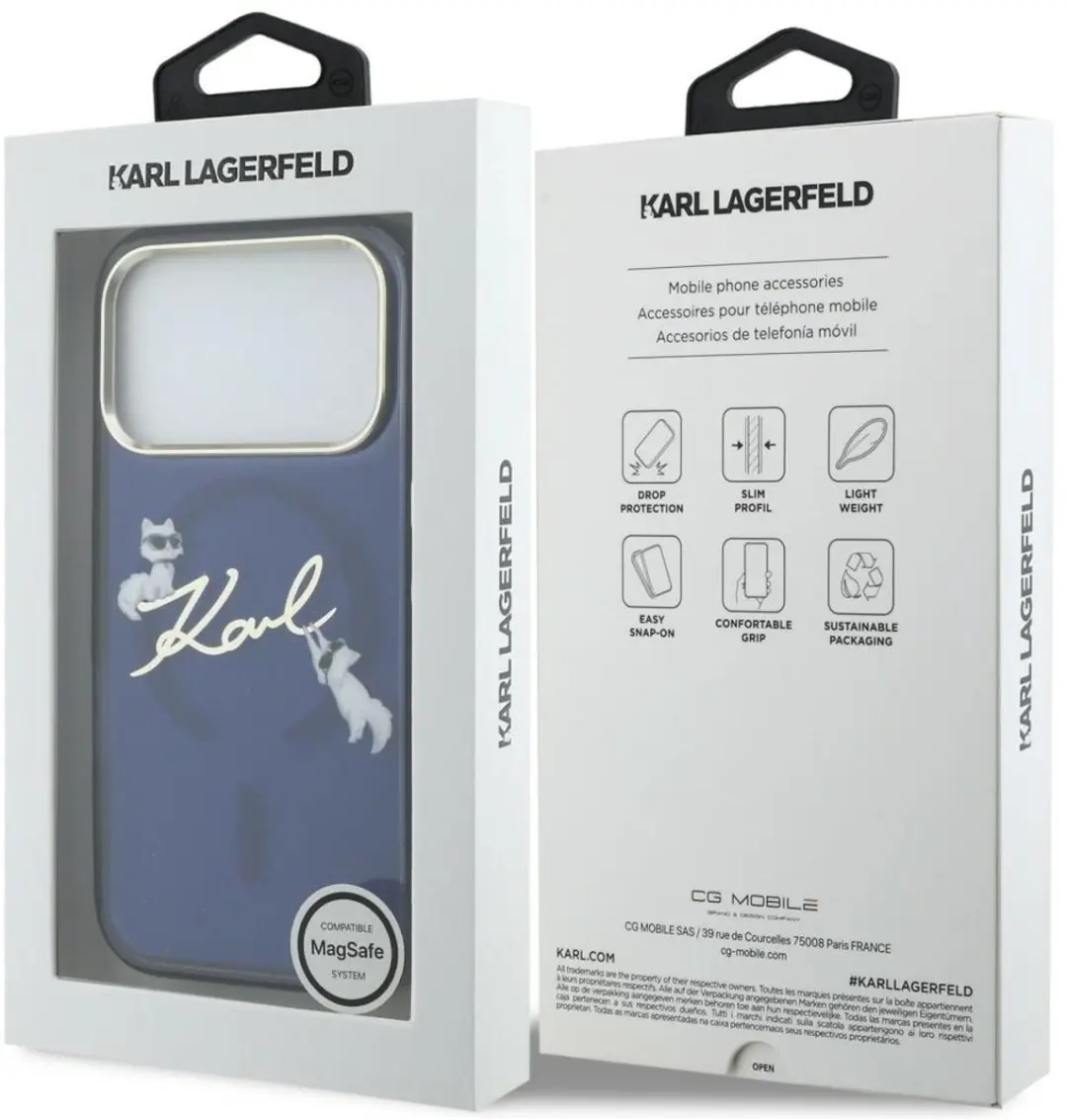 Karl Lagerfeld IML Choupettes Karl Script Logo Hoesje iPhone 17 Pro Max - Blauw - afbeelding 2 van 6