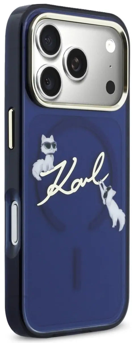 Karl Lagerfeld IML Choupettes Karl Script Logo Hoesje iPhone 17 Pro Max - Blauw - afbeelding 5 van 6