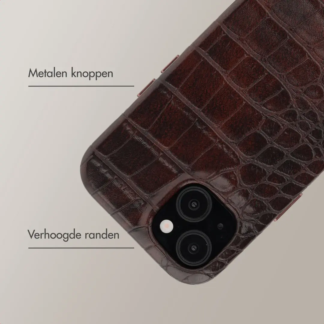 Selencia Croco Backcover SH00095390 - iPhone 13/14 - Choco Brown - afbeelding 6 van 6