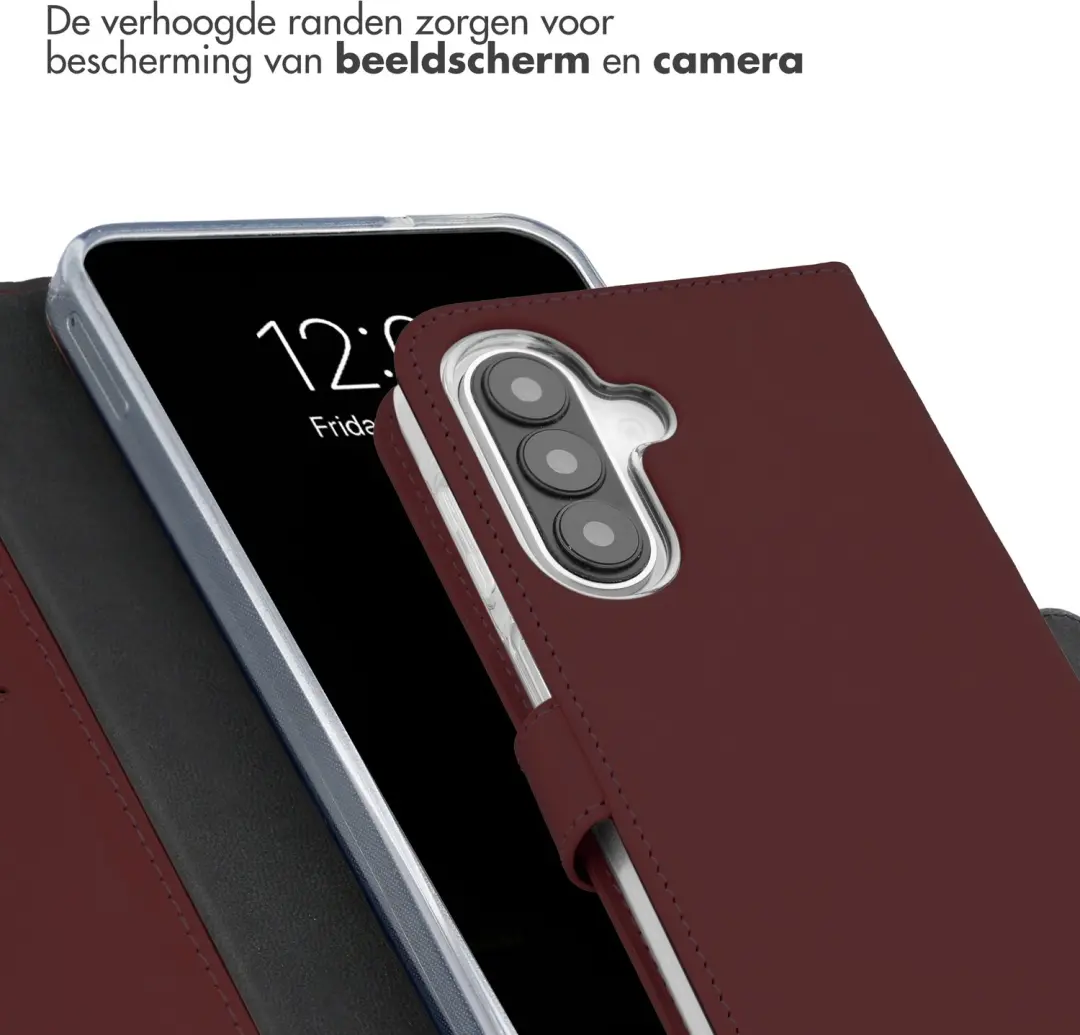 Selencia Bookcase Hoesje Samsung Galaxy A27 - Echt Leder - Burgundy - afbeelding 4 van 6
