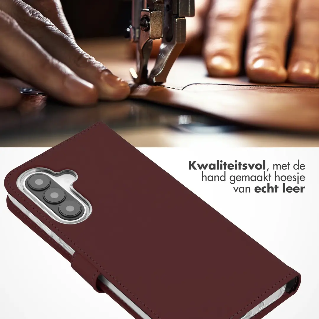 Selencia Bookcase Hoesje Samsung Galaxy A27 - Echt Leder - Burgundy - afbeelding 2 van 6