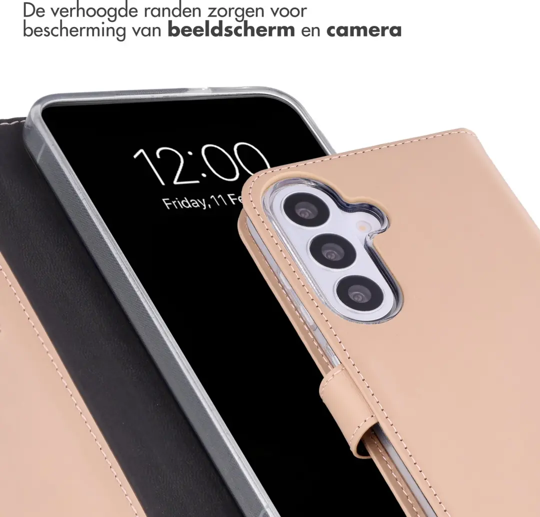 Selencia Bookcase Hoesje Galaxy S26 FE - Echt Leder - Dusty Pink - afbeelding 4 van 6