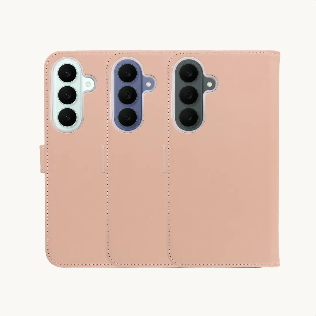 Selencia Bookcase Hoesje Galaxy S26 FE - Echt Leder - Dusty Pink - afbeelding 5 van 6
