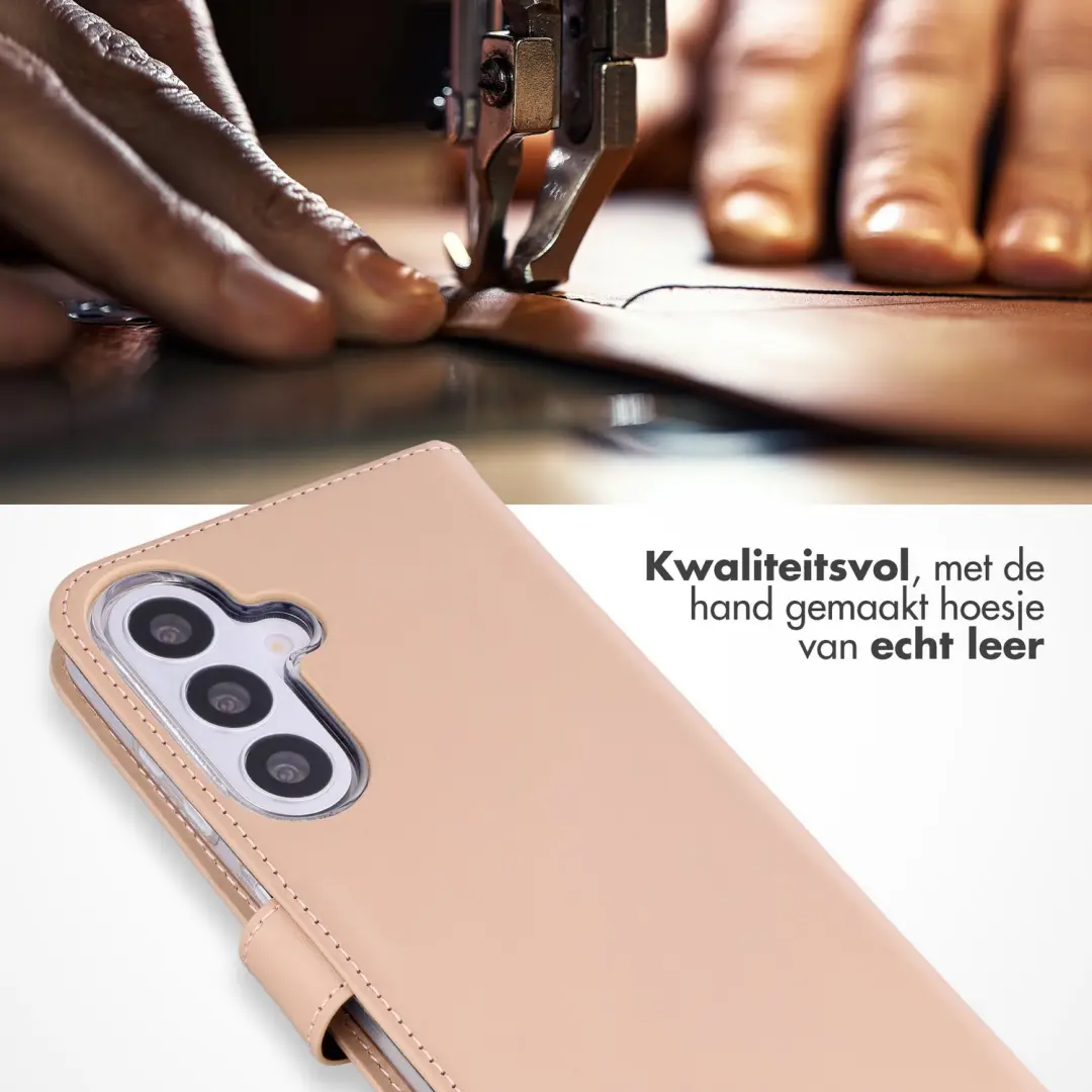 Selencia Bookcase Hoesje Galaxy S26 FE - Echt Leder - Dusty Pink - afbeelding 2 van 6