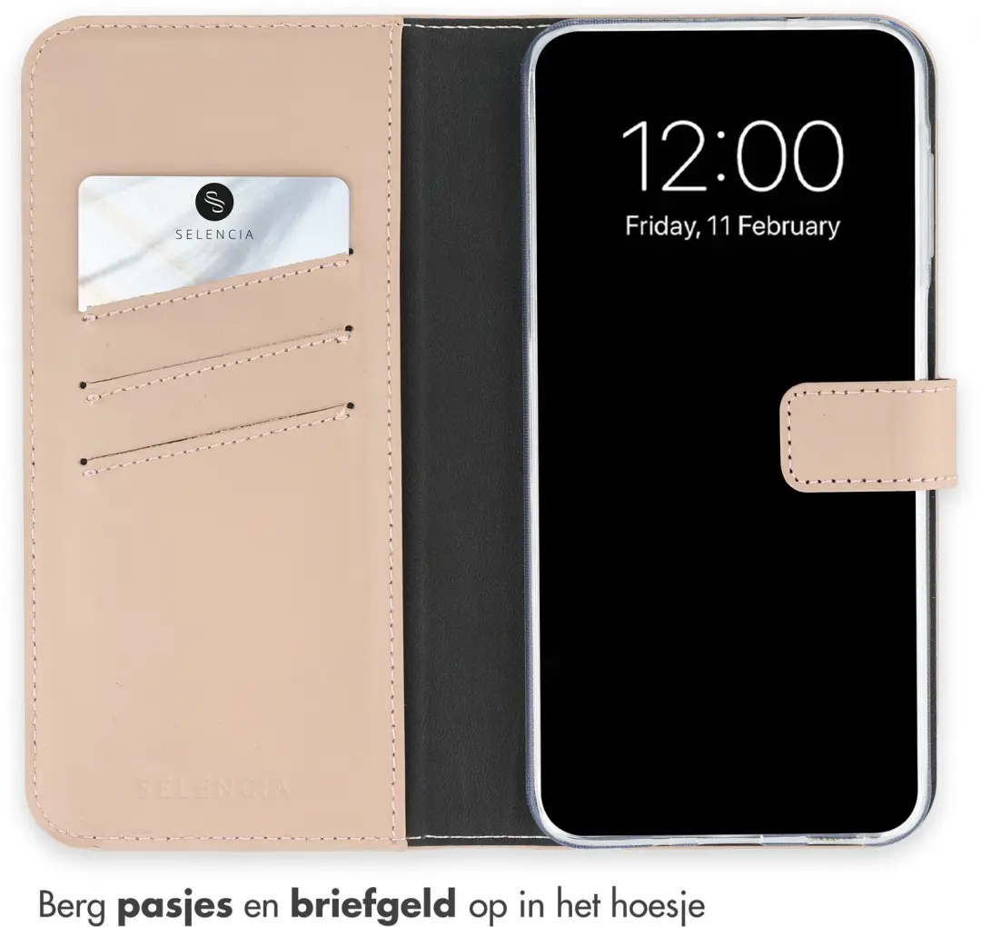 Selencia Bookcase Hoesje Galaxy S26 FE - Echt Leder - Dusty Pink - afbeelding 3 van 6