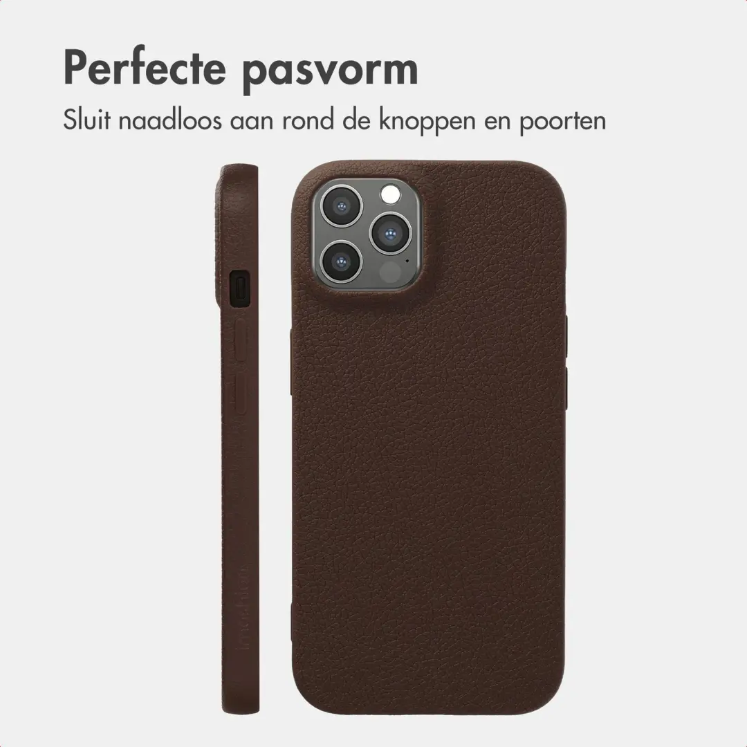 Imoshion Texture Backcover iPhone 12/12 Pro - Donkerbruin - afbeelding 5 van 6