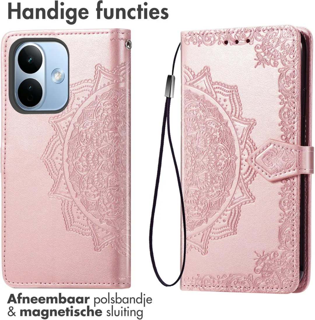 imoshion Mandala Bookcase Hoesje - Xiaomi Redmi Note 17 Pro Max - Rose Gold - afbeelding 2 van 4
