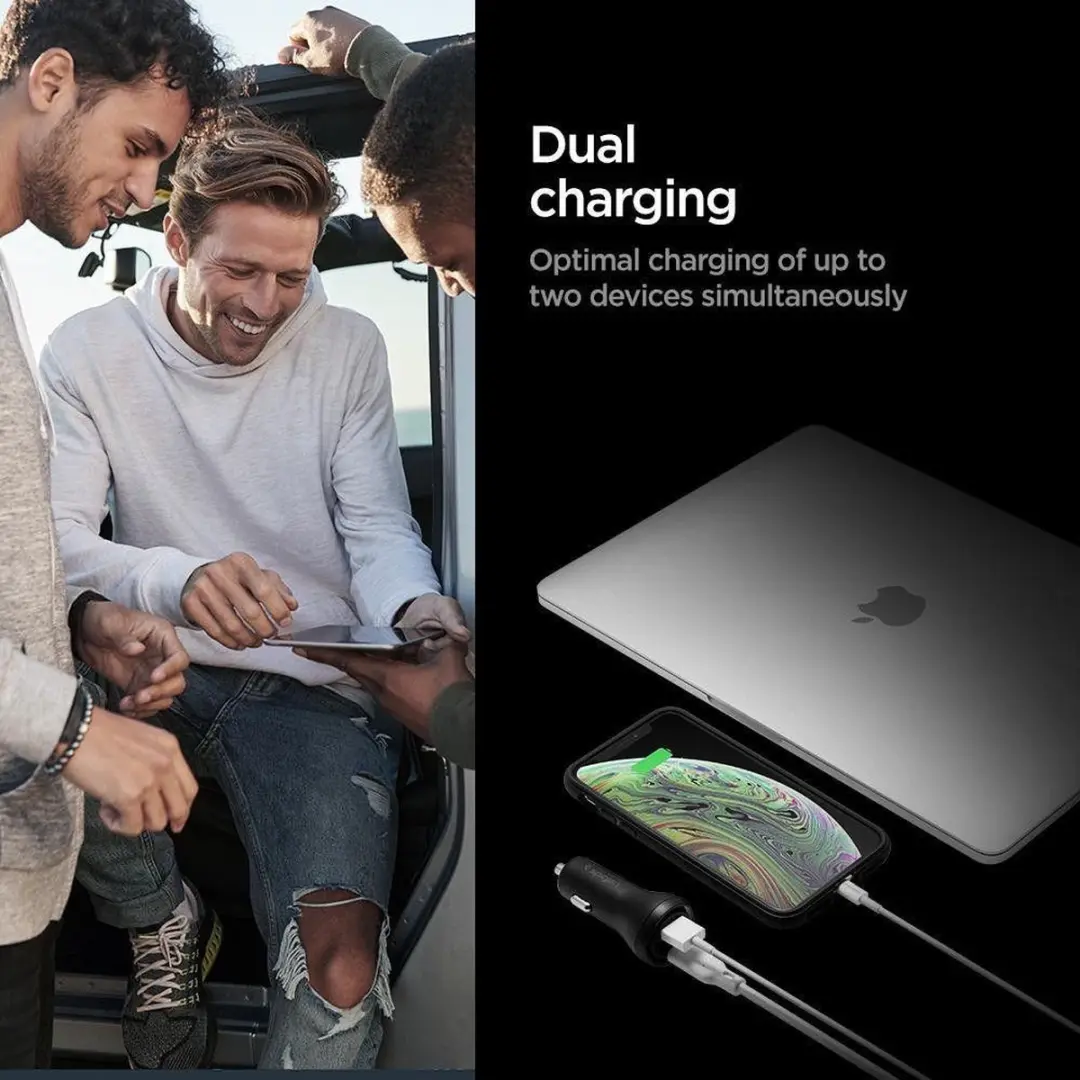 Spigen F31QC USB-C Oplader Auto 45W - Zwart - afbeelding 6 van 6