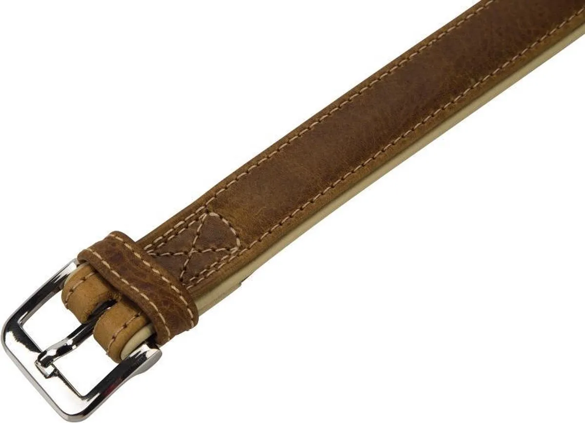 Beeztees Comfort Halsband Hond - Leer Bruin 55cm x 30mm