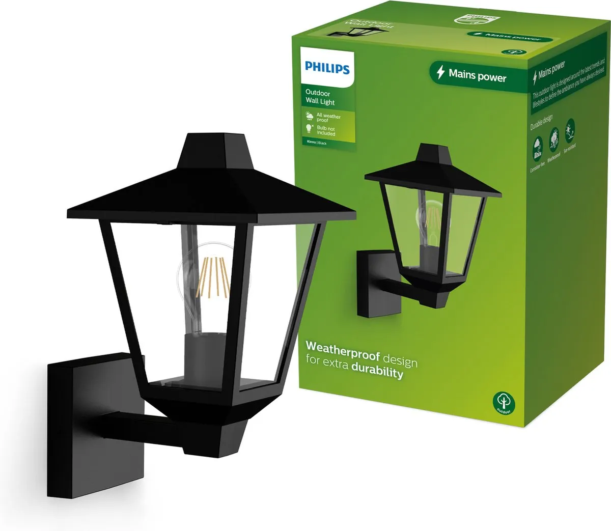 Philips Kinno Wandlamp E27 Zwart
