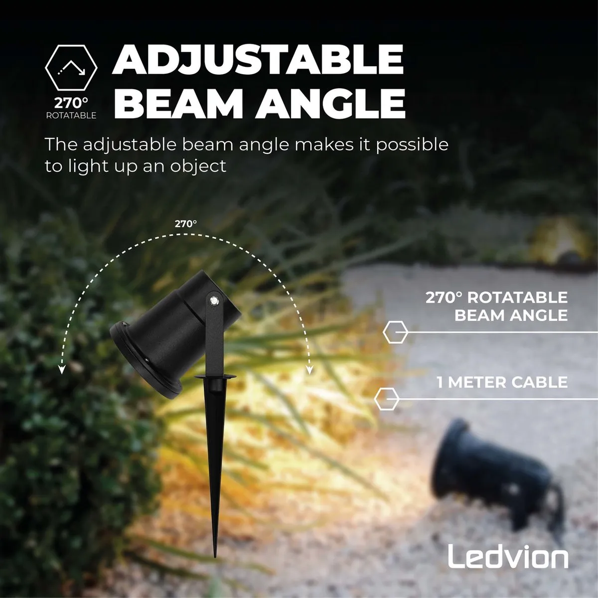 LEDVION 9x LED Prikspots IP65 5W 4000K - Zwart