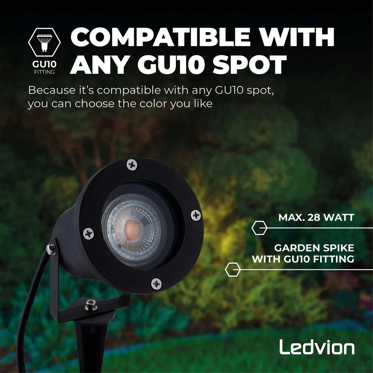 LEDVION 9x LED Prikspots IP65 5W 4000K - Zwart