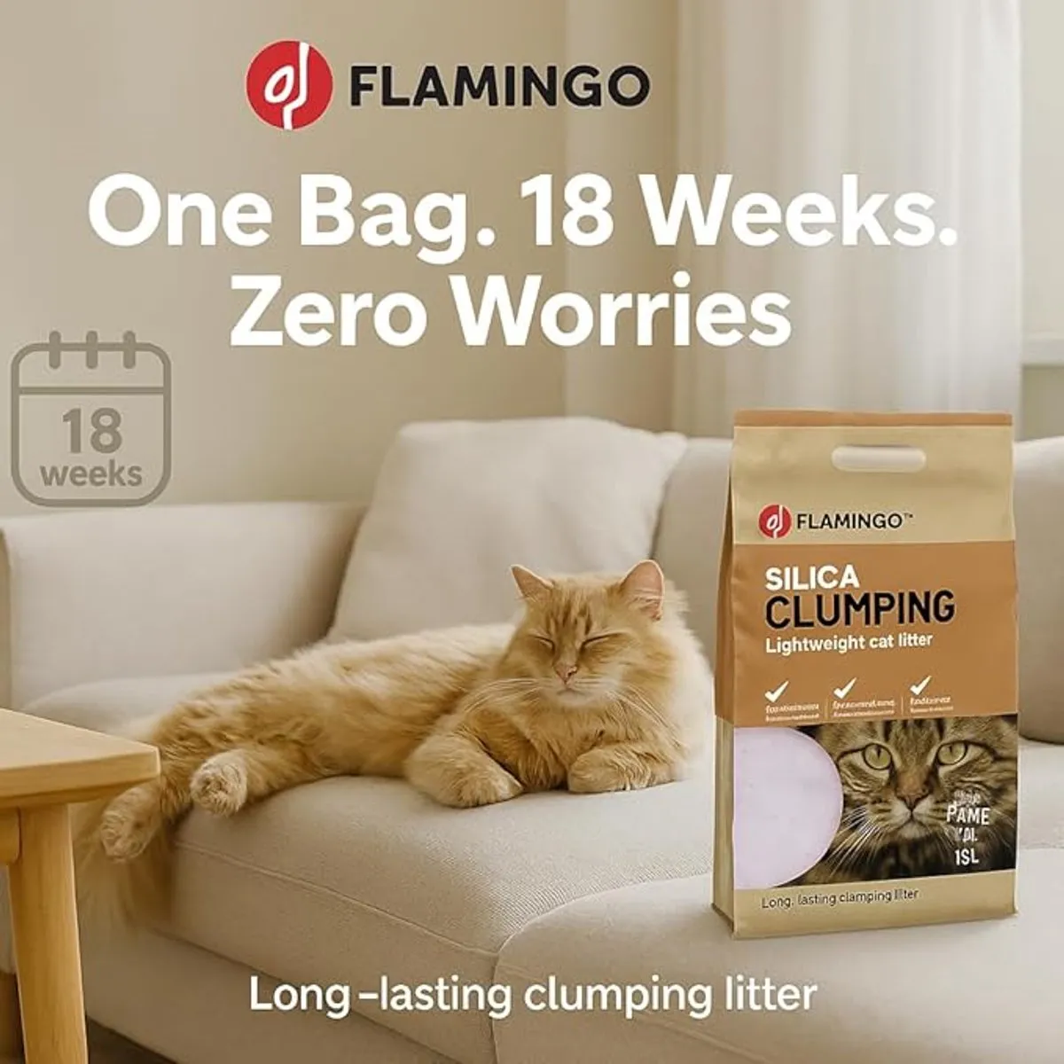 Flamingo Silica Kattenbakvulling Fijn - 2x15L