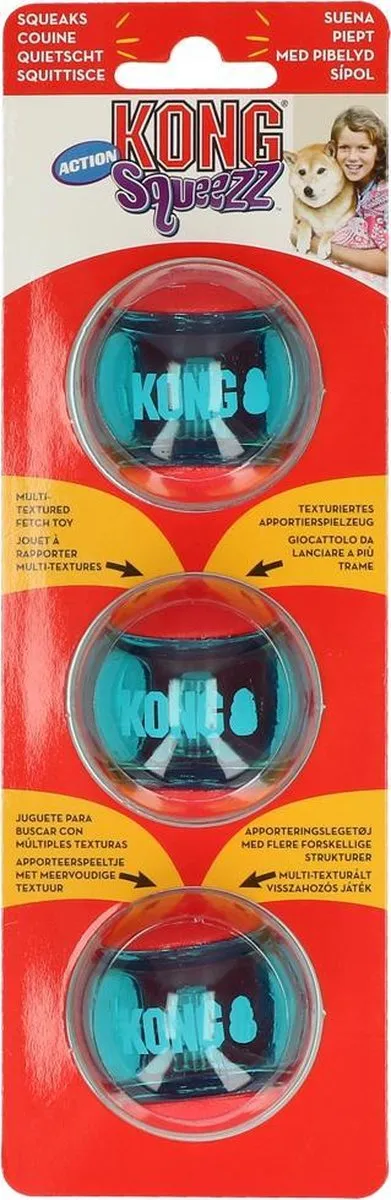 KONG Squeezz Action Hondenbal - Rubber - Rood - L