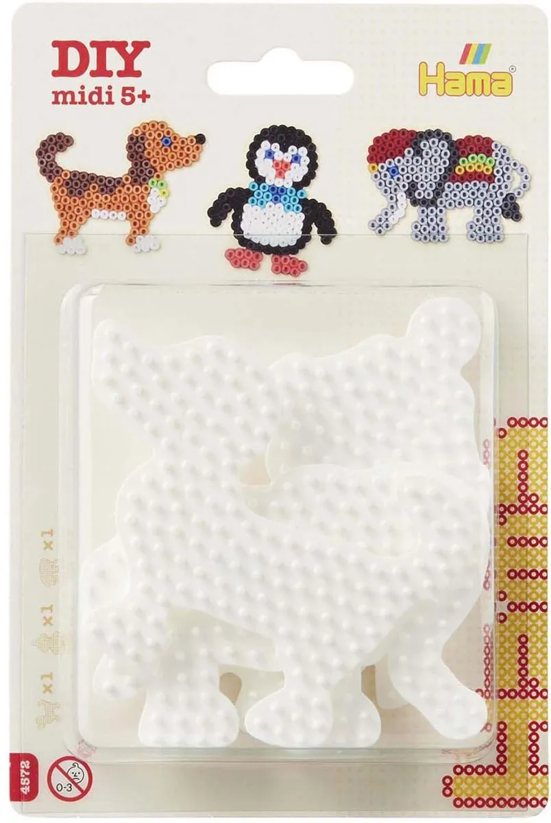 Hama Strijkkralengrondplaat 3 Stuks - Olifant/Pinguïn/Hond