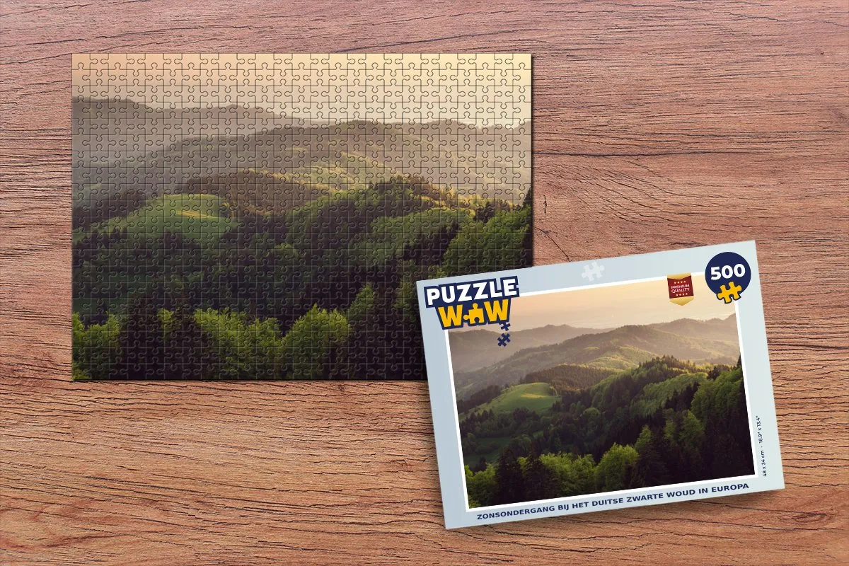PuzzleWow Legpuzzel Zonsondergang Duits Zwarte Woud 500 Stuks - Multicolor