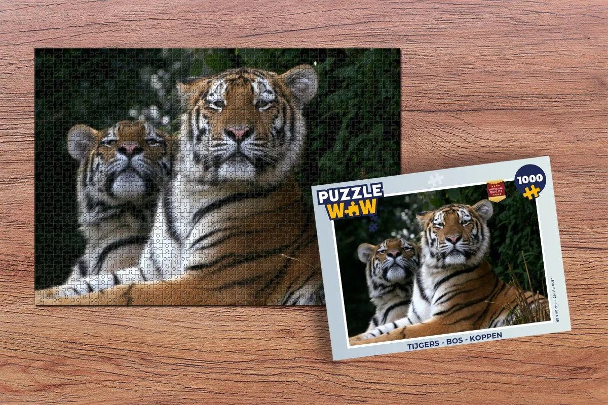 PuzzleWow Tijgers Bos Koppen Legpuzzel 1000 Stuks - Multicolor