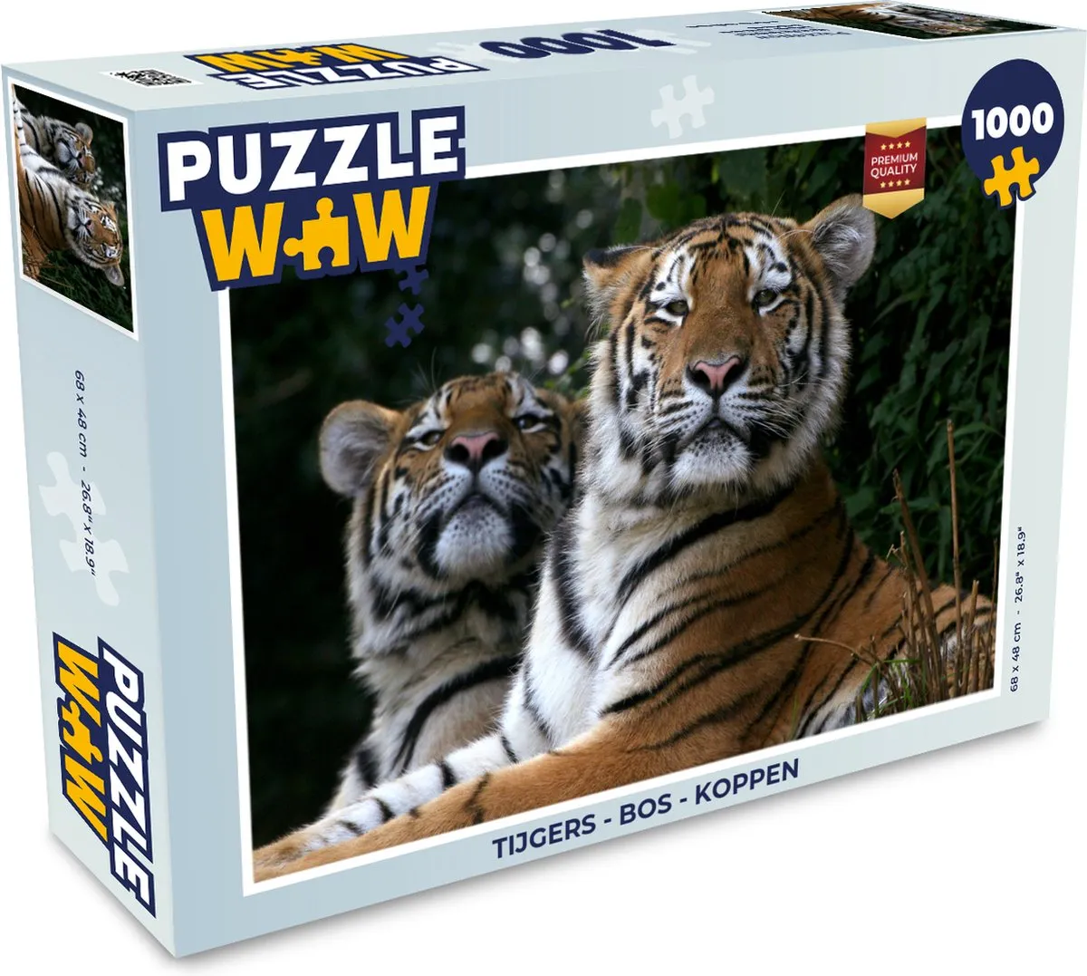 PuzzleWow Tijgers Bos Koppen Legpuzzel 1000 Stuks