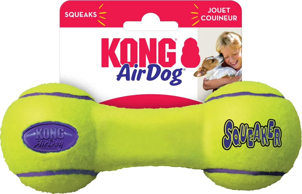 KONG Air Squeaker Dumbbell Medium - Geel
