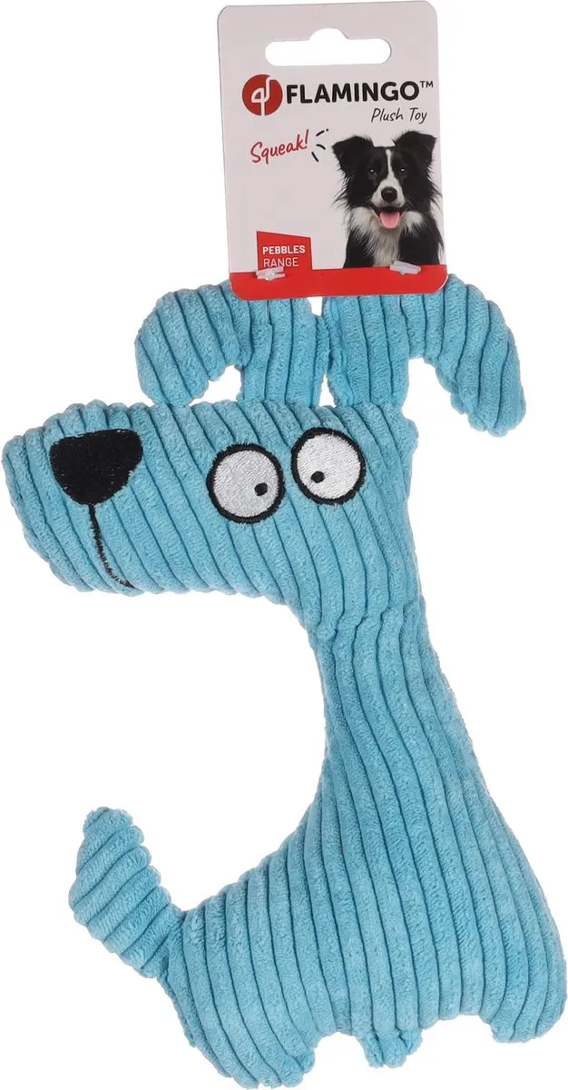 Flamingo Pebbles Corduroy Hond Speelgoed - 23cm - Blauw