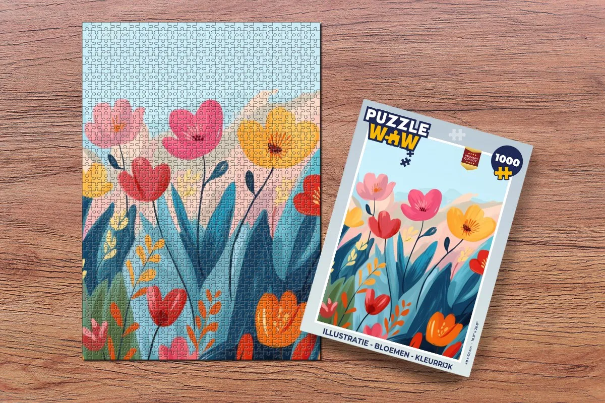 PuzzleWow Bloemen Legpuzzel 1000 Stuks - Blauw