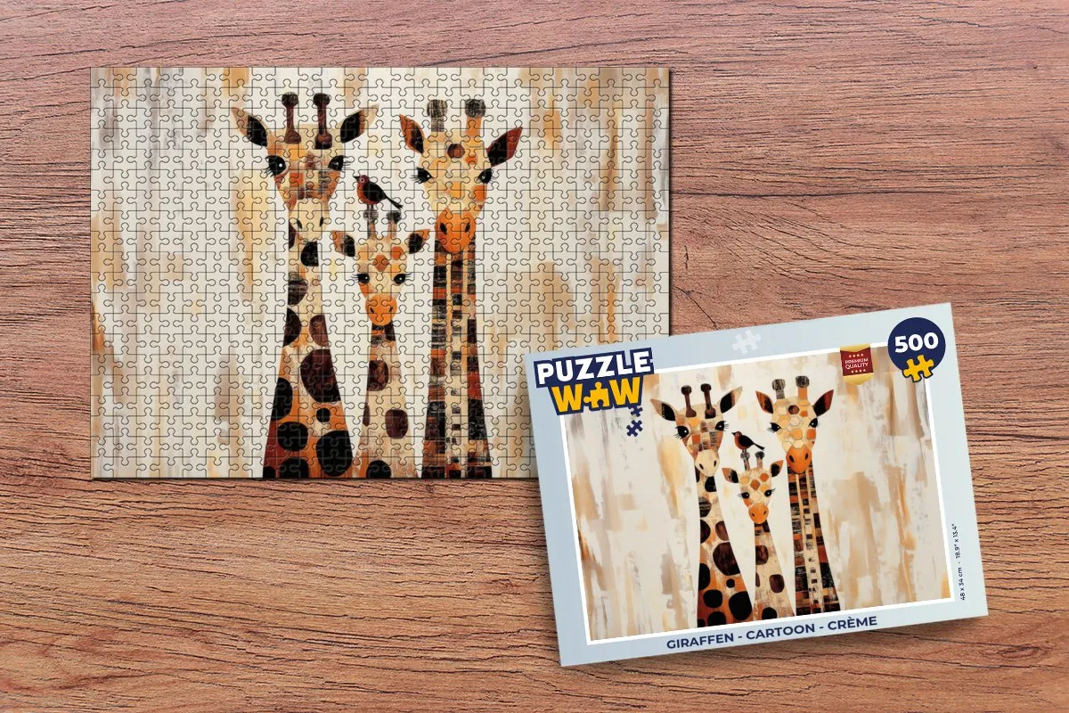 PuzzleWow Giraffen Legpuzzel 500 Stuks - Crème