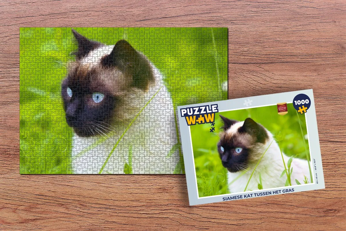 PuzzleWow Siamese Kat Legpuzzel 1000 Stuks - Multicolor