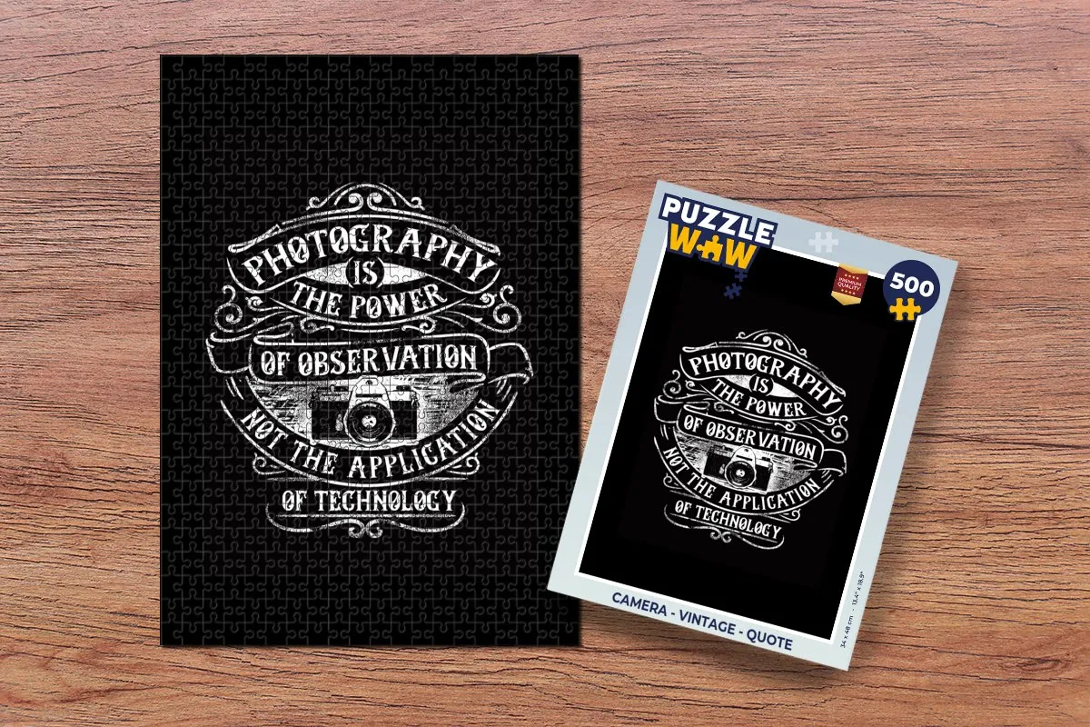PuzzleWow Camera Vintage Quote Legpuzzel 500 Stuks - Multicolor