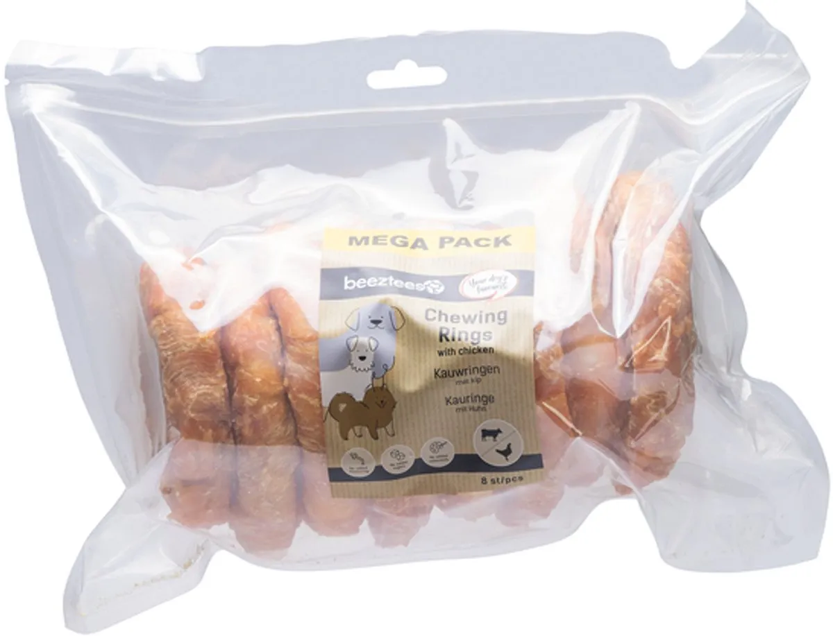 Beeztees Kauwring Kip Mega Pack - 8 Stuks - 12,5 cm