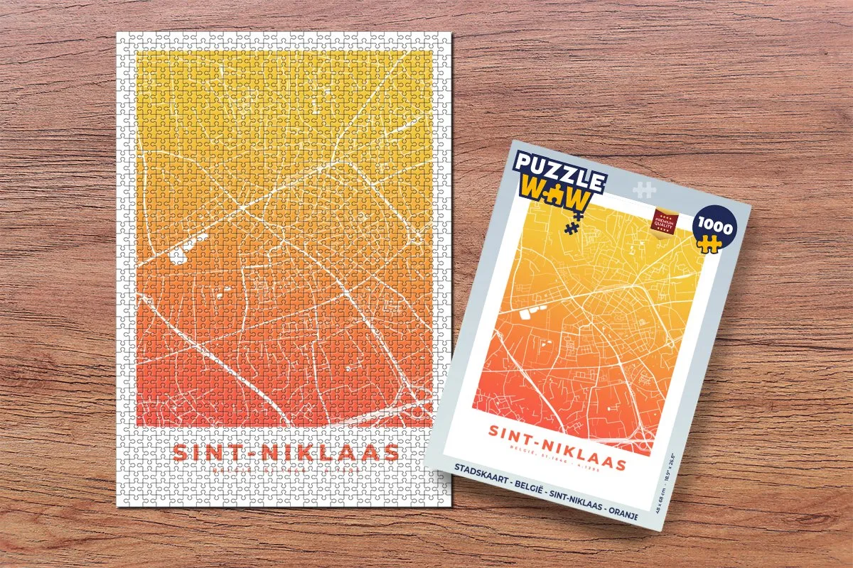 PuzzleWow Stadskaart België Sint-Niklaas Legpuzzel 1000 Stuks - Multicolor