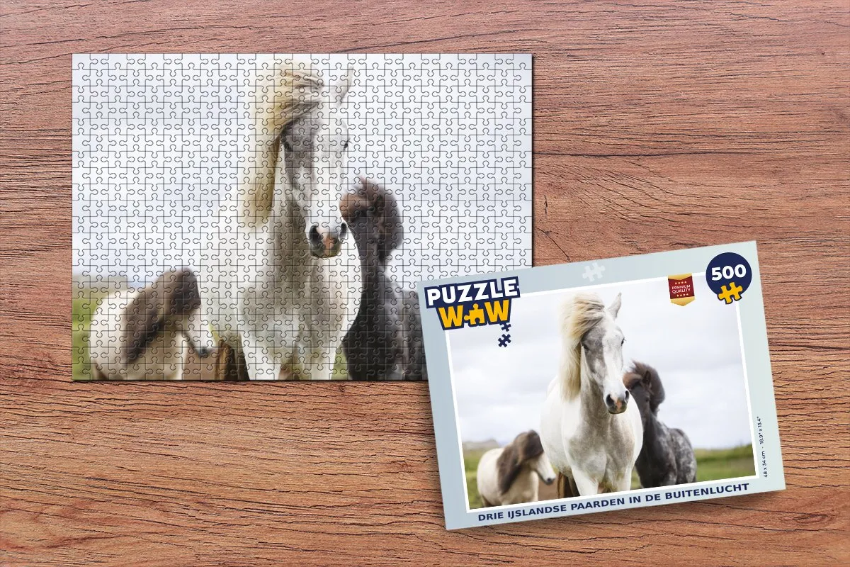 PuzzleWow Paarden Wolken IJsland Legpuzzel 500 Stuks - Multicolor