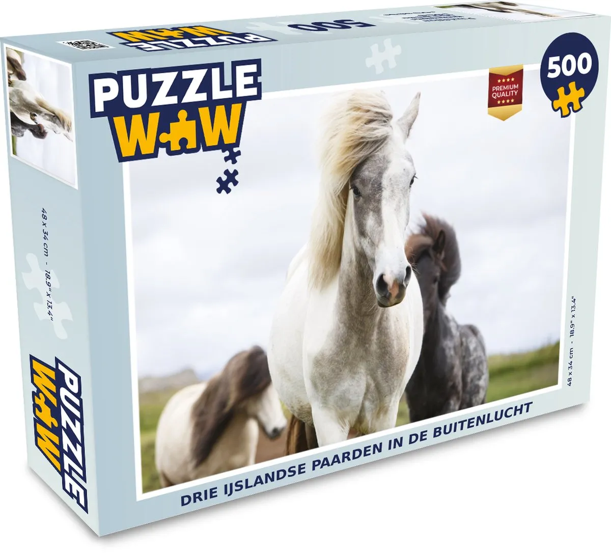 PuzzleWow Paarden Wolken IJsland Legpuzzel 500 Stuks - Multicolor