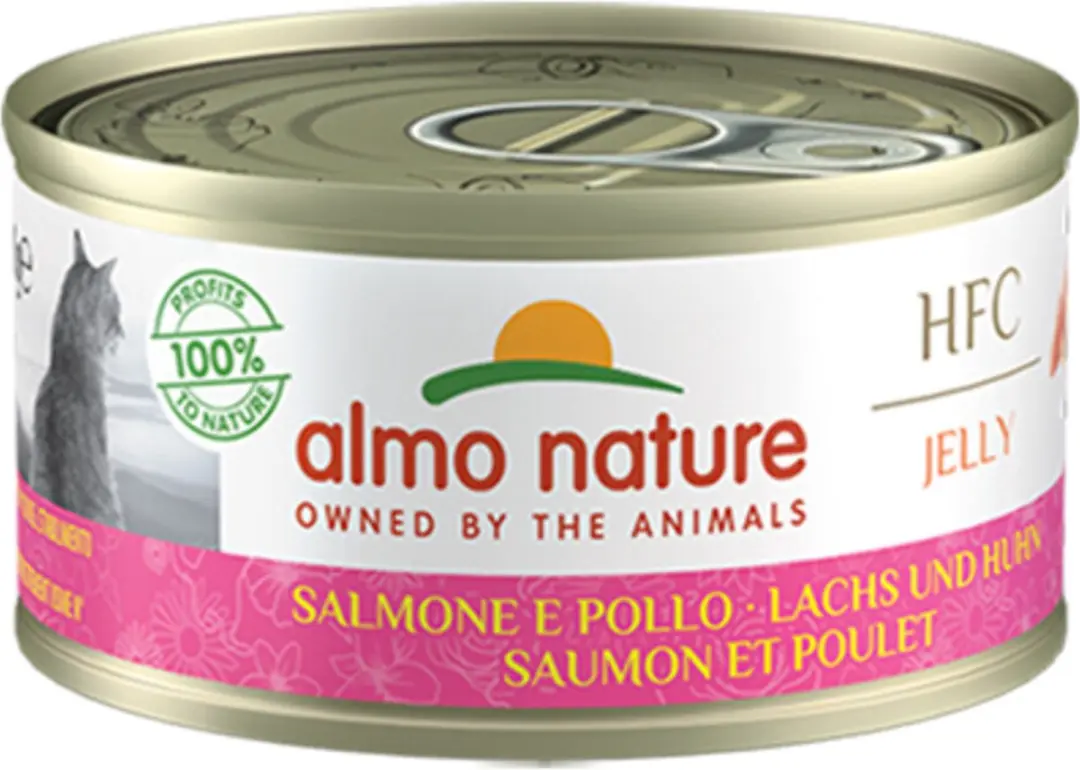 48x Almo Nature HFC Jelly Kattenvoer Nat Zalm & Kip 70 gr